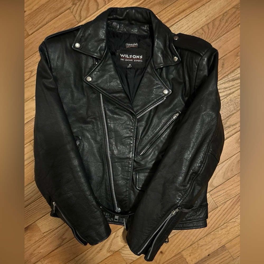 Vintage Wilsons Thinsulate Mens Leather Motorcycle Biker Jacket EUC